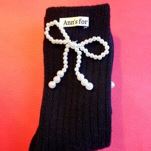 High quality pure cotton socks with pearl bow charms